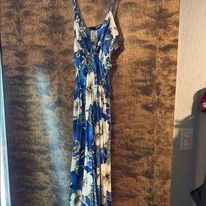 Floral Blue and White Maxi Dress